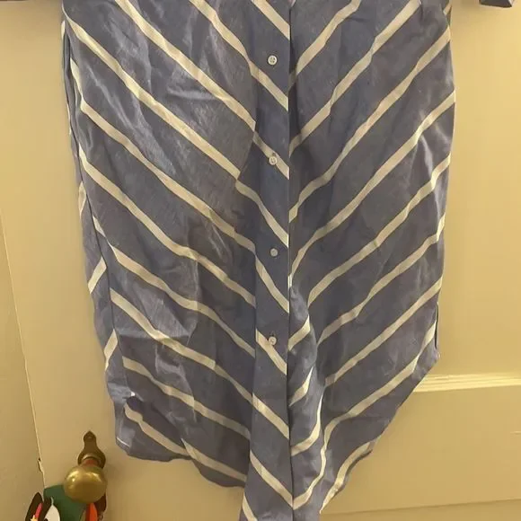 NWT Maje blue and white stripe cold shoulder shirt dress midi